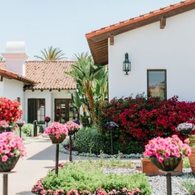 Fountain courtyard at Village Faire Shopping Center in Carlsbad Village.
