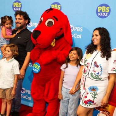 Families meet Clifford the Big Red Dog during PBS SoCal's FAMILY MATH Play & Learn app launch event in Burbank on June 13.