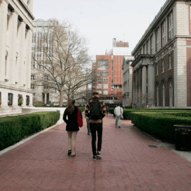 Students walking on college campus